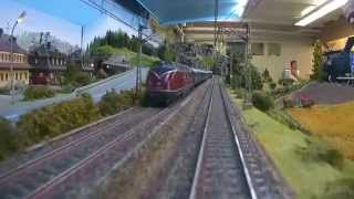 Large Private Model Railroad RR HO Scale Train Layout [upl. by Bernt185]