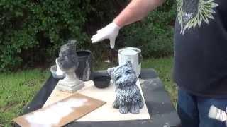 How to properly paint concrete statuary Part 1 How to base coat and dry brush [upl. by Arrol]