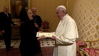 Pope meets with Princess Khétévane Bagrationi new ambassador of Georgia [upl. by Call]