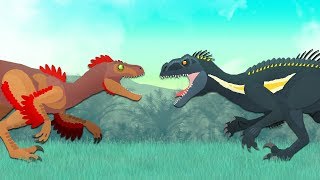 Dinosaurs cartoons battles Indoraptor vs Utahraptor  DinoMania [upl. by Aznofla]