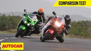 Suzuki Hayabusa VS Kawasaki Ninja ZX14R  Comparison Test  Autocar India [upl. by Feer]