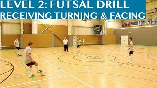 Futsal Training Drill Level 2 Receiving Turning and Facing [upl. by Tak104]