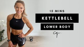 15 Min LOWER BODY KETTLEBELL WORKOUT at Home  Caroline Girvan [upl. by Treulich]