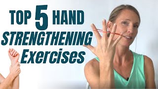 Top 5 HAND STRENGTHENING Exercises for STRONGER Hands [upl. by Enneirda]