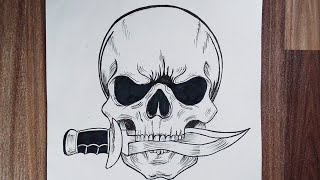 How To Draw Skull Tribal Tattoo [upl. by Elletnahs]