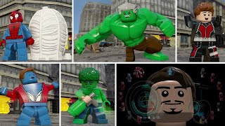 LEGO Marvels Avengers  All Character Transformations and Suit Ups [upl. by Holms]