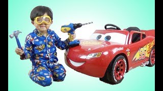 New Disney Cars 3 Lightning McQueen 6V BatteryPowered Ride On Test Drive Park Playtime [upl. by Esinel217]