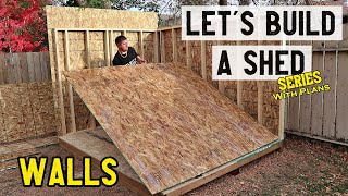 How to build a storage shed  Walls  Part 2  Plans available [upl. by Gnoc255]