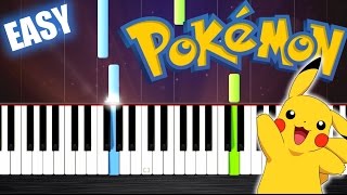 Pokemon Theme  EASY Piano Tutorial by PlutaX [upl. by Belloir]