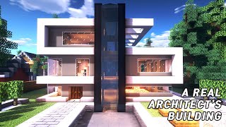 A real architects building houses in Minecraft tutorial  Modern House 23 [upl. by Enirahtac259]