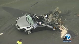 DASHCAM 1 killed 3 hurt in chainreaction crash on 15 Freeway I ABC7 [upl. by Assirual]