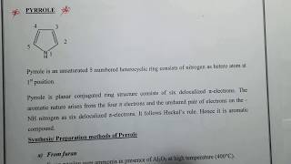 PYRROLE  Synthesis Reactions and Medicinal uses [upl. by Buyse]