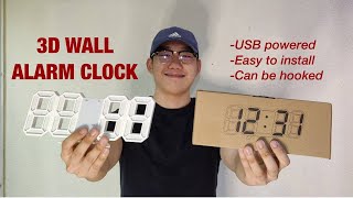 2024 LED Hanging Wall Clock 3D Modern Digital Alarm Clock Table Watch  Unboxing Set Up Tutorial [upl. by Hoashis]