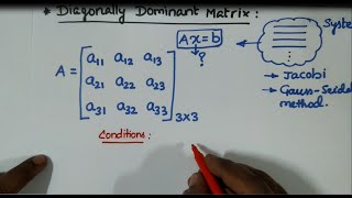 Strictly Diagonally Dominant Matrix [upl. by Freya]