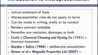 Misrepresentation Lecture 1 of 4 [upl. by Acino]