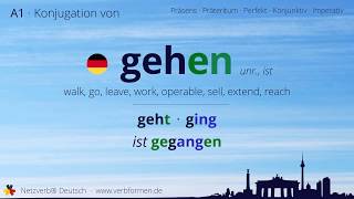 Konjugation des Verb „gehen“  alle Zeitformen lernen Übersetzung Tutorial [upl. by Judye]