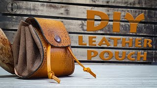 DIY Medieval Leather Pouch  Making a Drawstring Pouch  PDF pattern [upl. by Vasta]