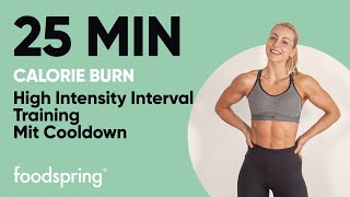 25 MIN FULL BODY HIIT  Calorie Burn mit fitnesskaykay  Home Workout  foodspring® [upl. by Mikes417]