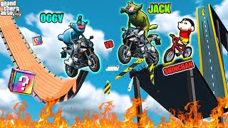 Oggy Vs Jack amp Shinchan 🤣  100 Impossible Bike Challenge LUCKYBLOCKS Ultimate Gta 5 Challenge [upl. by Akemhs188]