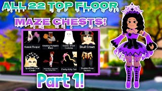 ALL 22 CHESTS IN THE TOP FLOOR ROYALE HIGH HALLOWEEN MAZE Part 1 Royale High Chest Locations [upl. by Chun238]