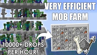 Minecraft EASY Efficient MOB FARM Tutorial 1164  Zombie Creeper Skeleton Farm [upl. by Adnale]