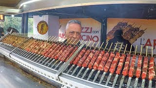 Huge Automatic Machines Grilling Lots of Lamb Skewers Italy Street Food [upl. by Nylidnam]