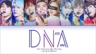 BTS 「DNA」 8 Members ver Color Coded Lyrics HanRomEng [upl. by Kirkpatrick342]