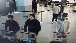 Police Footage may show Brussels airport bombers [upl. by Anelad579]