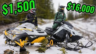 CHEAP vs EXPENSIVE Snowmobile in the Backcountry [upl. by Idelson]