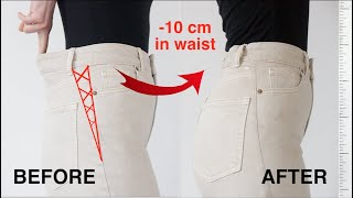 how to TAKE IN the WAIST OF YOUR JEANS  perfect waist fit 👌 [upl. by Nnahgiel]