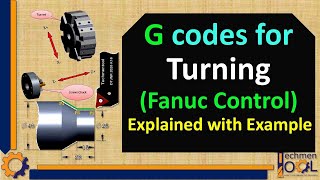 CNC Turning G codes  CNC Programming  Fanuc Control  Explained with example [upl. by Cilo]