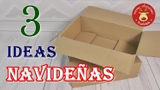 3 Ideas navideñas reciclando cartón para decorar en Navidad Manualidades con cartón [upl. by Airolg]