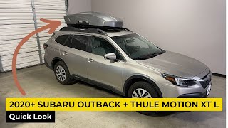 2020 Subaru Outback Factory Crossbars  Thule Motion XT Large 16CF Roof Top Cargo Box [upl. by Aieken]