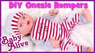 DIY HOW TO MAKE BABY ALIVE DOLL Onesie Romper Clothes  BlueprintDIY Kids [upl. by Lainad]