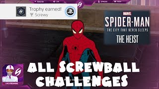 Screwy Trophy Guide  All Screwball Challenges on Spectacular  Spider Man DLC Episode 1 The Heist [upl. by Eelrahs]