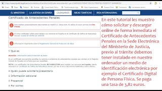 CERTIFICADO DE ANTECEDENTES PENALES EN ESPAÑASOLICITUD PAGO DE TASA Y DESCARGA DE FORMA INMEDIATA [upl. by Hamehseer533]