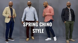 How To Wear Chinos Spring 20194 Chino Outfits [upl. by Aramoix]