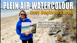 Plein Air Watercolour Easy Beginners Level Creative Painting Style Step by Step in Real Time [upl. by Langelo]