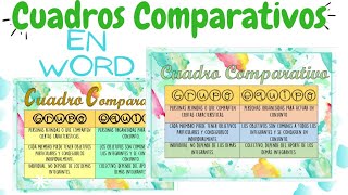 CUADROS COMPARATIVOS En Word  2 de 2 [upl. by Orfurd352]