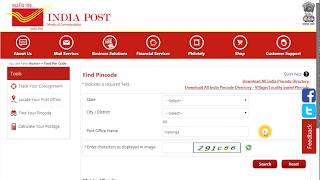 Find all India Pincode based on village or locality or city name from India post site [upl. by Tami]