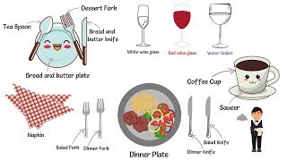 Formal Table Setting  Tableware Vocabulary Words in English [upl. by Unni]