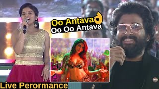 Oo AntavaOo Oo Antava Song Live PerformanceSamanthaAllu Arjun Rashmika  DSPMangliOo Antava [upl. by Priscella]