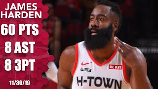 James Harden scores 60 points in 31 minutes for Rockets vs Hawks  201920 NBA Highlights [upl. by Aicilanna]