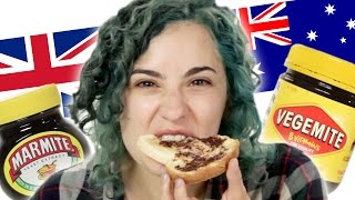 Marmite Vs Vegemite American Taste Test [upl. by Cynthy]