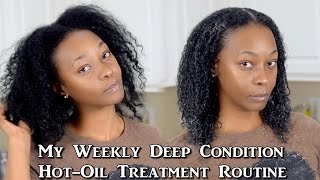 Weekly Hot Oil Treatment and Deep Conditioning Routine  Natural Hair [upl. by Kalil95]