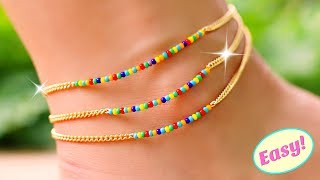 EASY Rainbow Anklet DIY Projects You Need To Try Easy DIY Jewelry [upl. by Liborio]