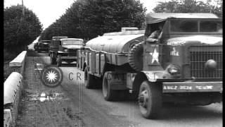 US Army quotRed Ballquot Convoy passes through village of Courville sur eure FranceHD Stock Footage [upl. by Myrvyn858]