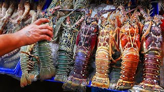 Thai Street Food  GIANT RAINBOW LOBSTER Hua Hin Seafood Thailand [upl. by Aprile]