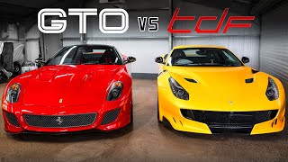 Ferrari 599 GTO vs Ferrari F12 tdf  Should you buy both [upl. by Wilen793]