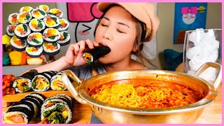 THE SPICIEST NOODLE SOUP IN THE WORLD  MY FAVORITE KIMBAP ROLLS l MUKBANG [upl. by Doowron]